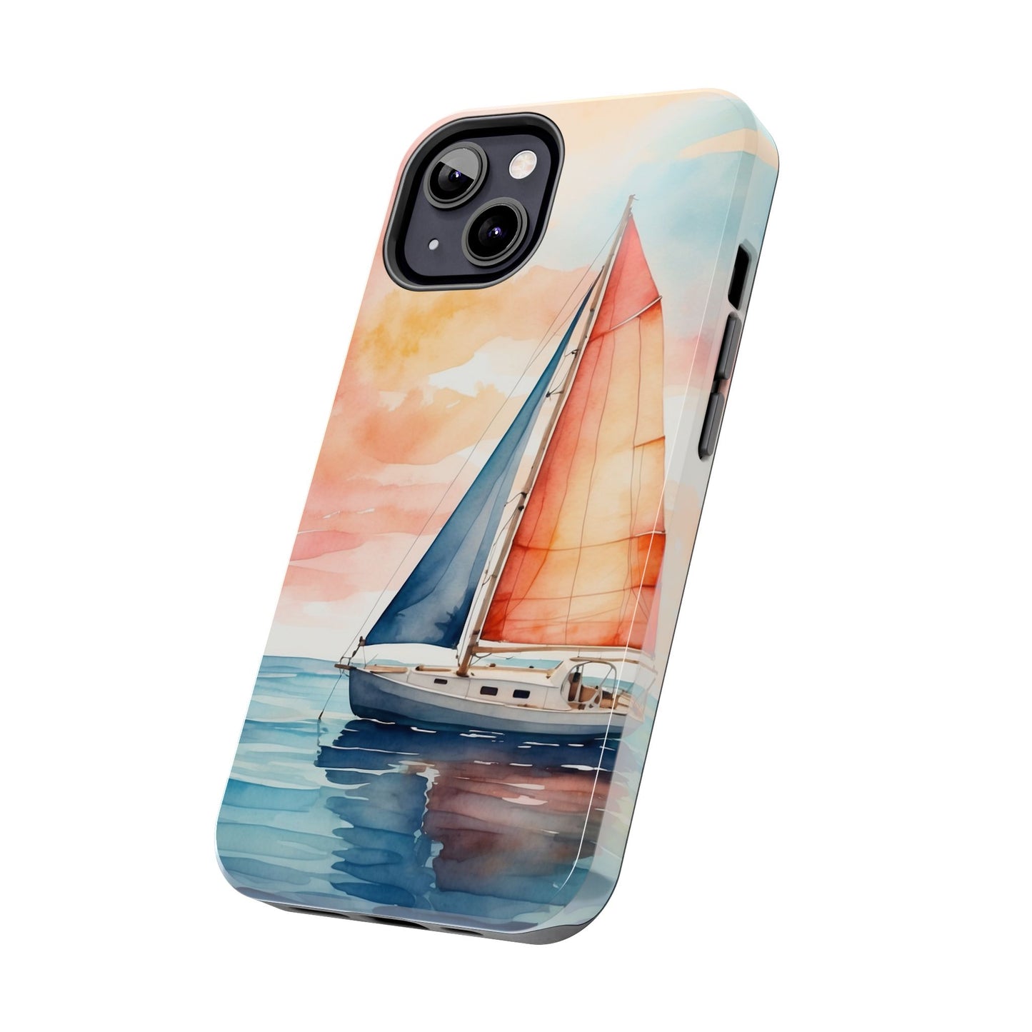 Sunset Sail iPhone Case – Watercolor Sailboat and Sky Design - BOGO Cases