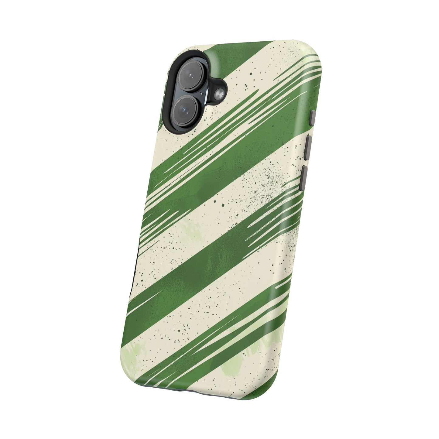 Green Stripes MagSafe iPhone Case – Bold Diagonal Brushstroke Design