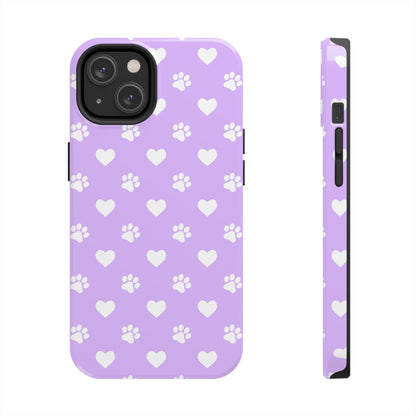 Lilac Paw Prints & Hearts – iPhone Case