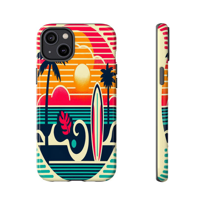 Retro Beach Vibes iPhone Case - Sunset Surfing Protective Cover