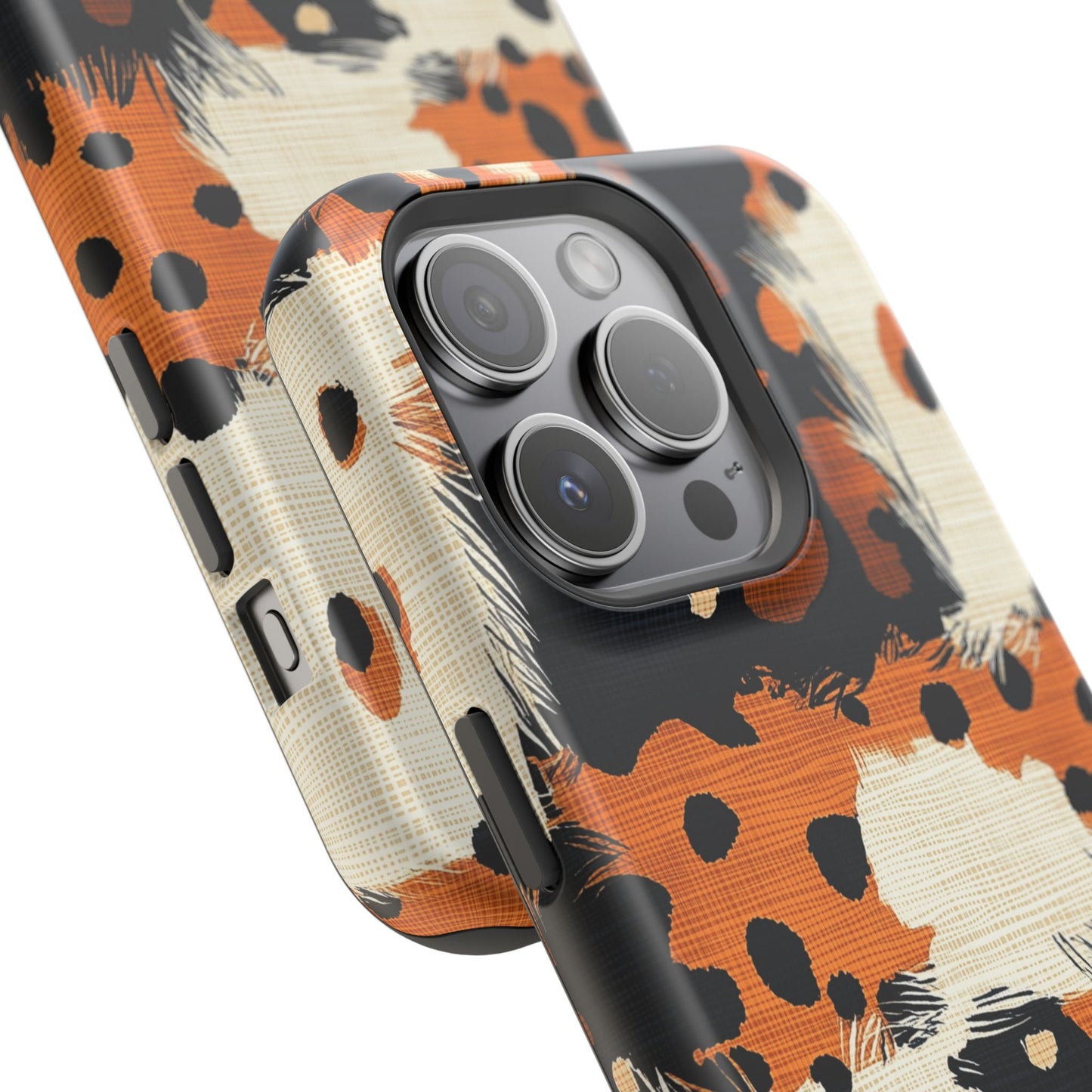 MagSafe iPhone Case: Cheetah Plaid – Brown & Black Pattern