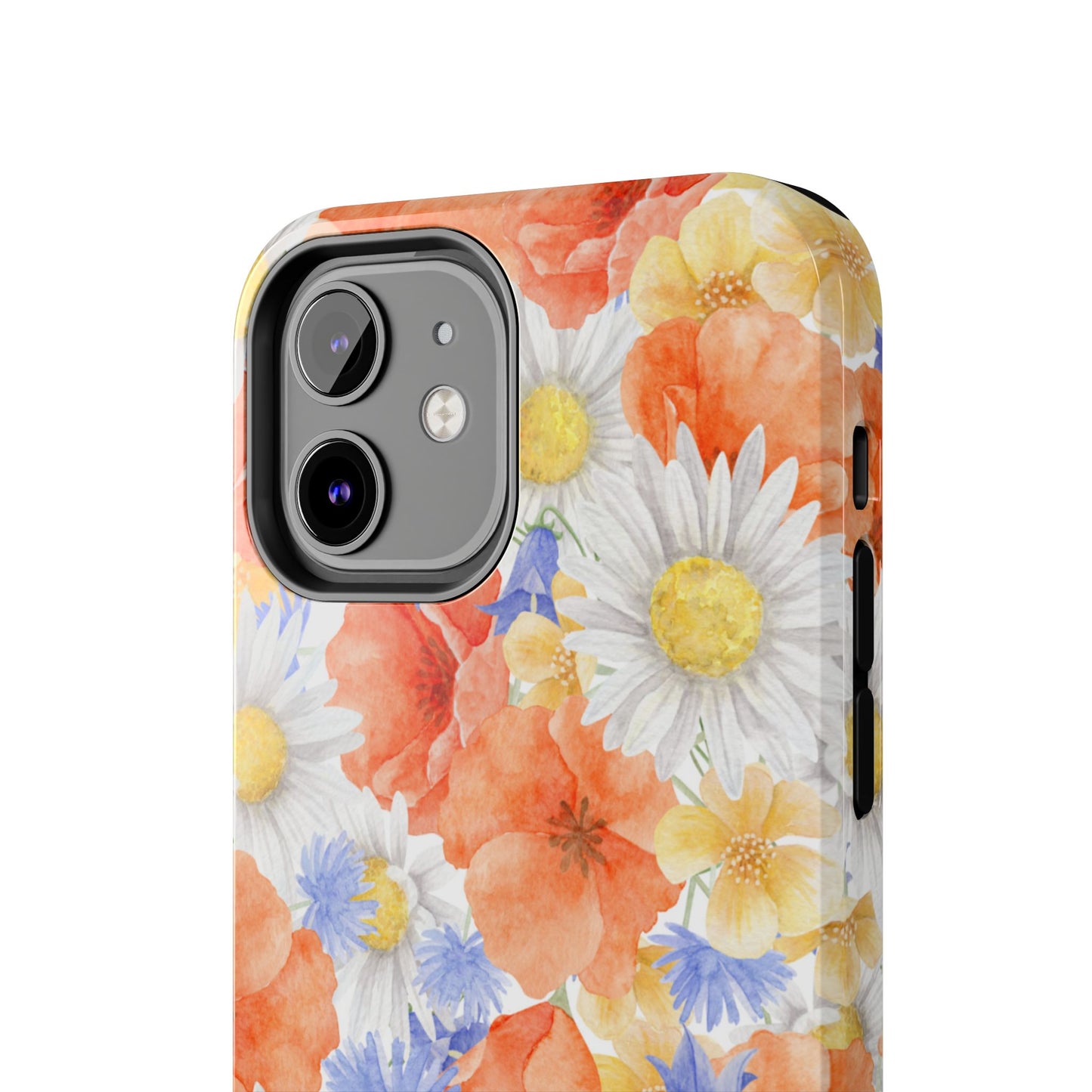 Watercolor Wildflower Pattern iPhone Case – Durable Matte Finish with Daisy, Poppy & Cornflower Design