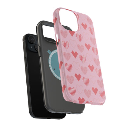 Striped Hearts MagSafe iPhone Case