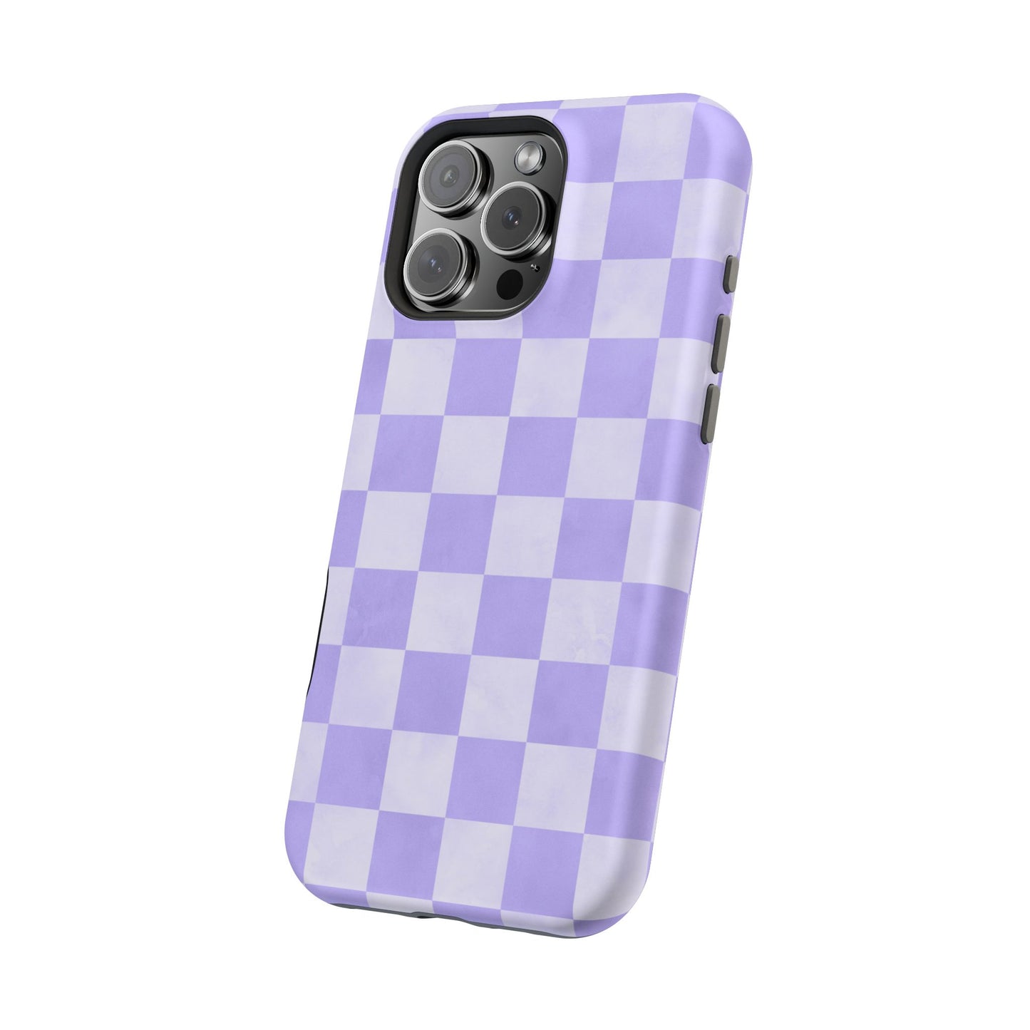 Lavender Checkerboard MagSafe iPhone Case – Shockproof, Smooth Matte Finish, Dual-Layer Design