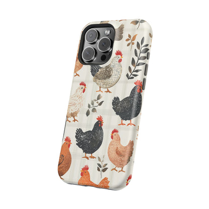 MagSafe iPhone Case: Vintage Chicken & Leaves – Farmhouse Style Case