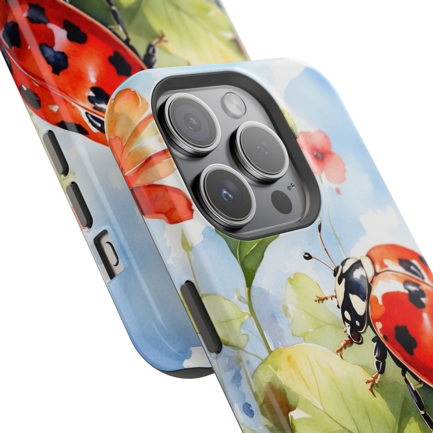 Watercolor Ladybug & Poppy Fields - MagSafe iPhone Case