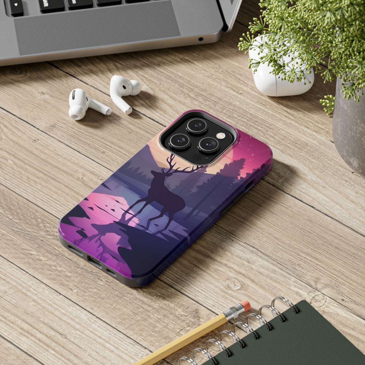 Twilight Elegance: Stag Reflection – iPhone Case