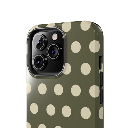 Vintage Green & Cream Polka Dots – iPhone Case