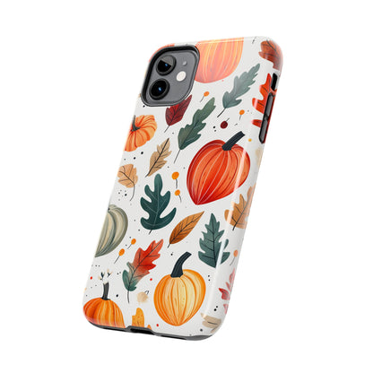 Autumn Harvest iPhone Case - Pumpkin and Fall Leaf Design