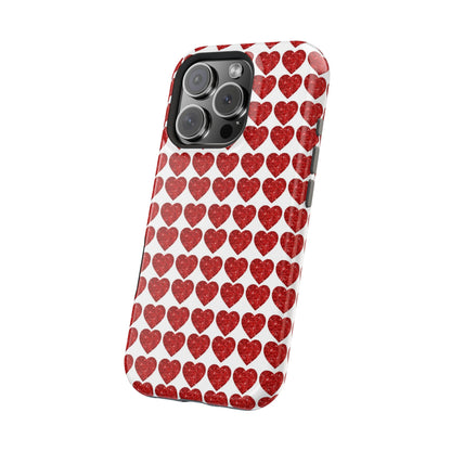 Red Glitter Hearts Charm MagSafe Case