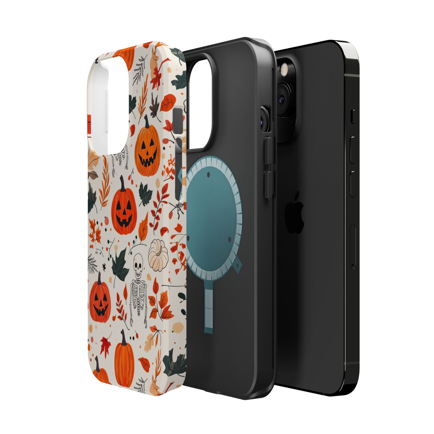 Halloween Pumpkin & Skeleton MagSafe iPhone Case – Spooky Autumn Design