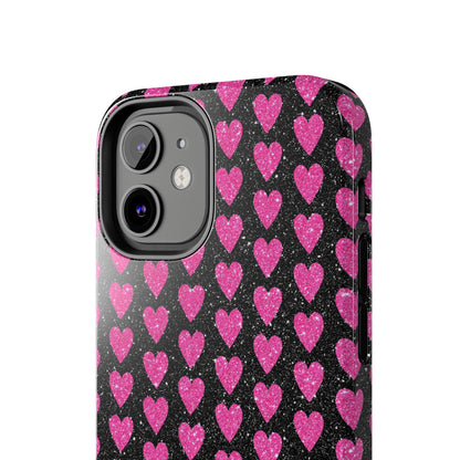 Glitter Pink Hearts iPhone Case