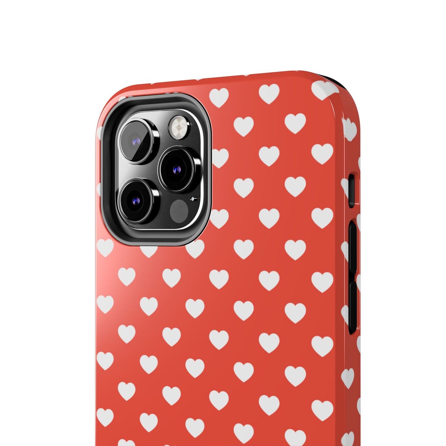 White Hearts on Red iPhone Case