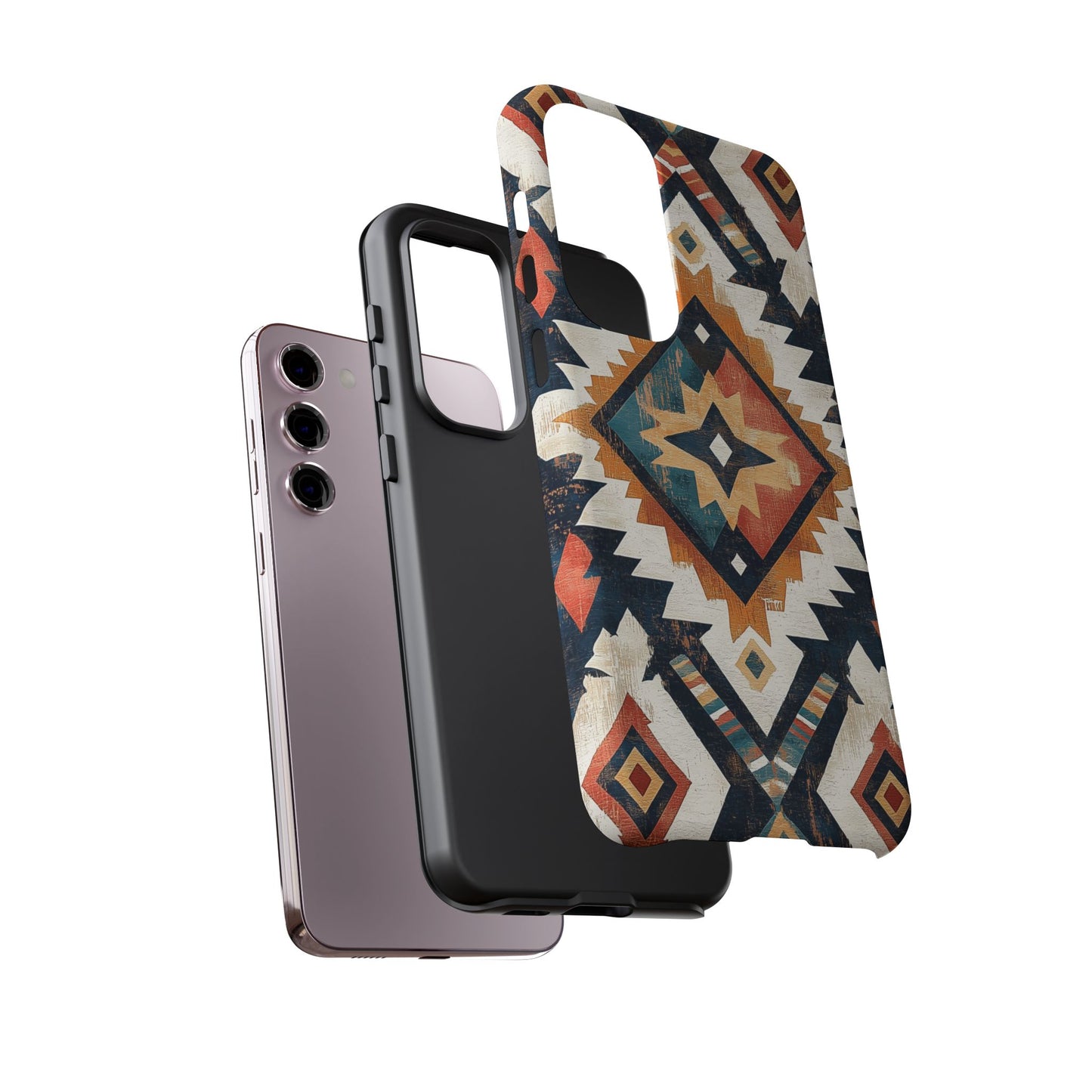 Vintage Southwestern Diamond Tough Samsung Galaxy Case – Rustic Tribal Design, Dual - Layer Protection - BOGO Cases