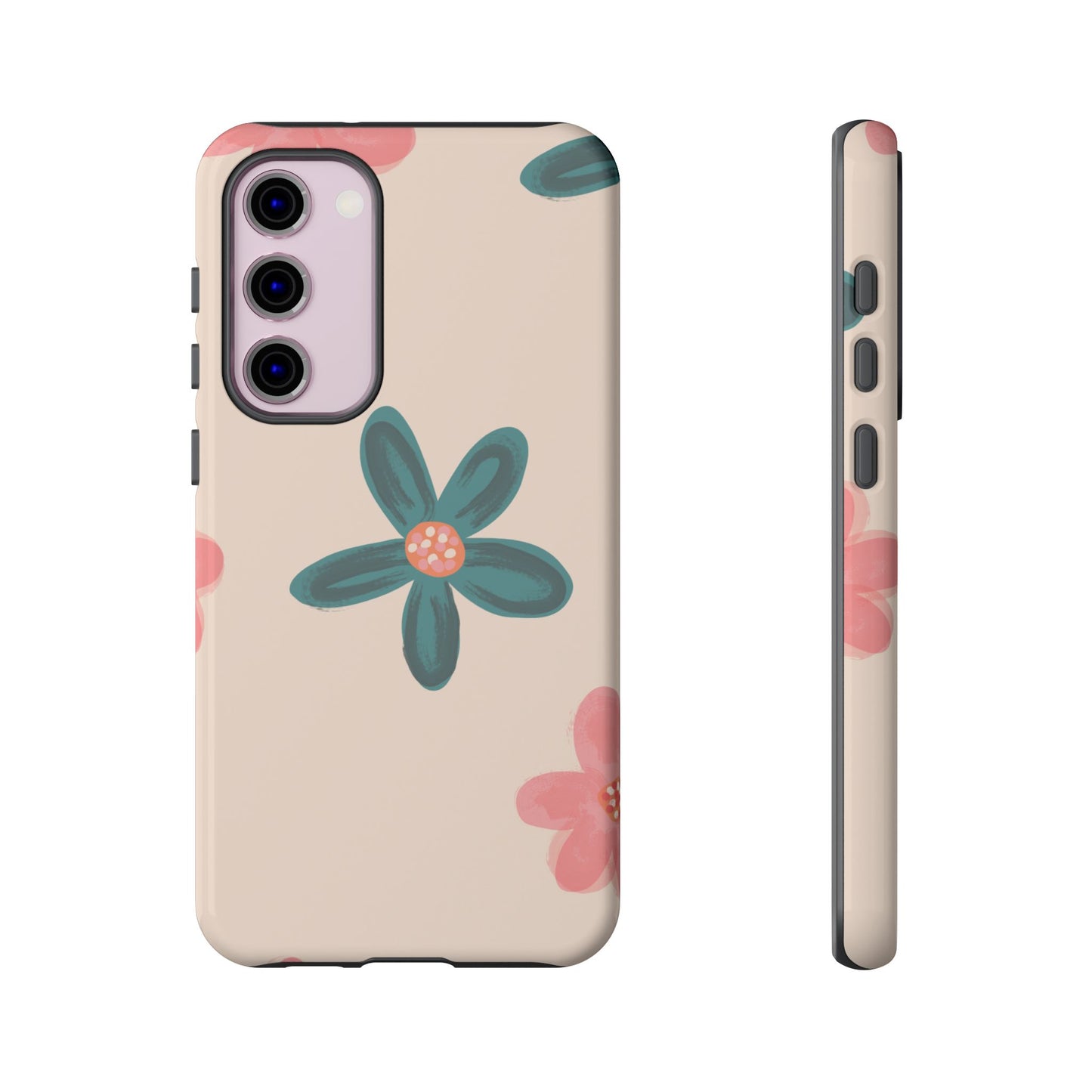 Vintage Floral Tough Samsung Galaxy Case – Soft Matte Finish with Dual-Layer Protection