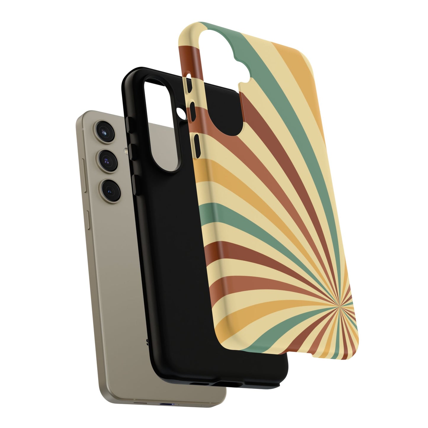 Earthy Retro Swirl Samsung Galaxy Case – Dual-Layer Protection with 70s-Inspired Earth Tones