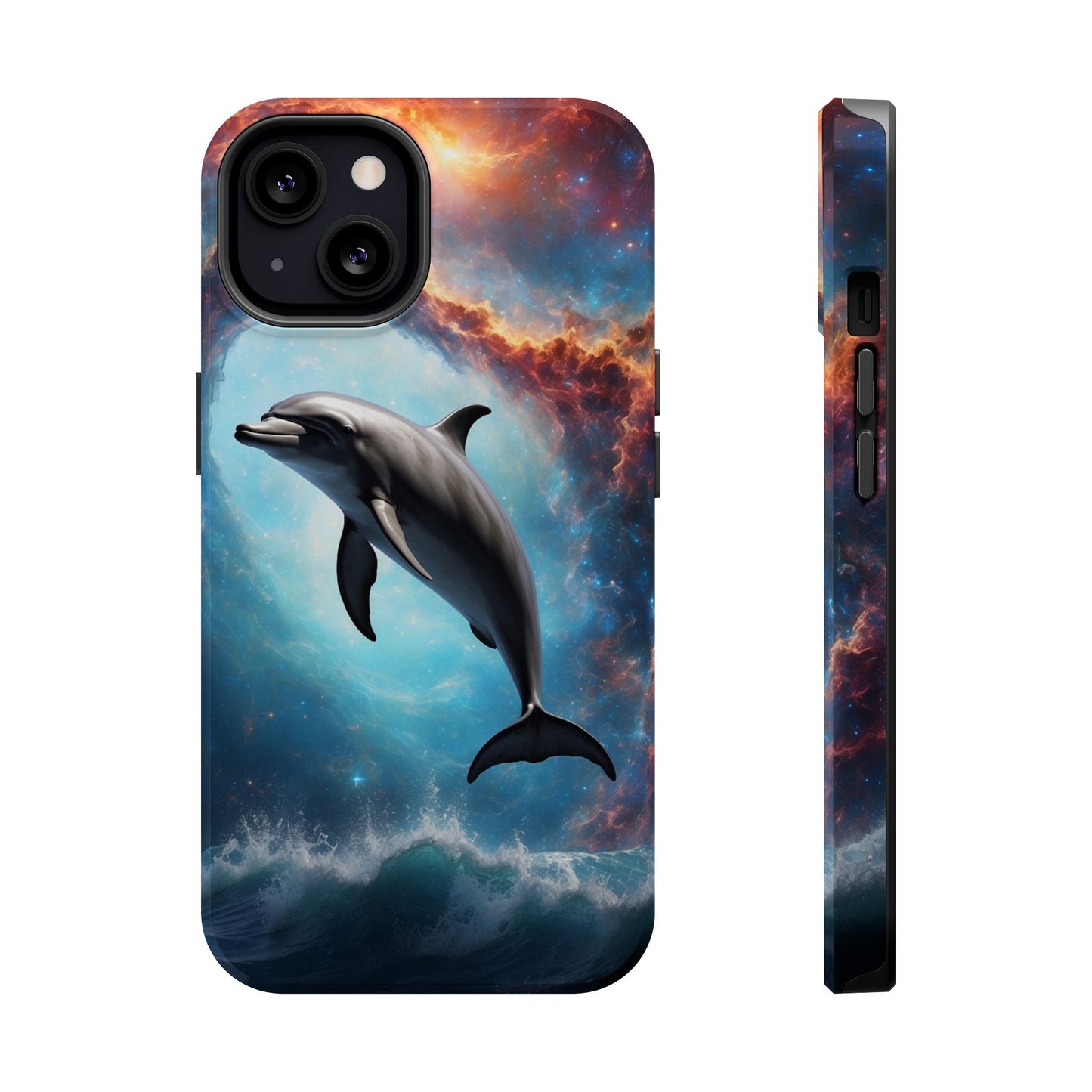 Cosmic Dolphin Space Vibes - MagSafe-Compatible Case