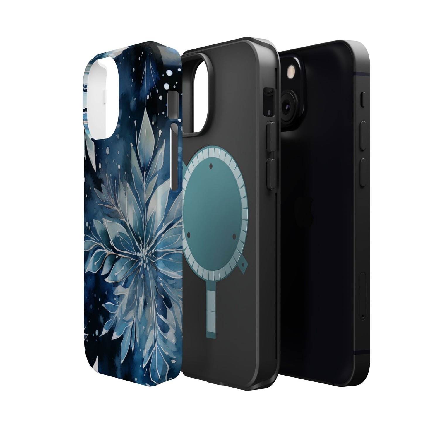 Winter’s Embrace – Blue Snowflake MagSafe iPhone Case