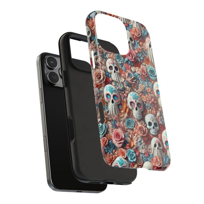 Day of the Dead Floral Skull iPhone Case - Colorful Protective Cover - Halloween Spooky Autumn Case