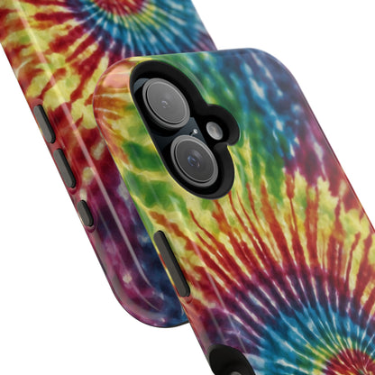 Vibrant Spiral Tie-Dye MagSafe Case – Retro Rainbow Design