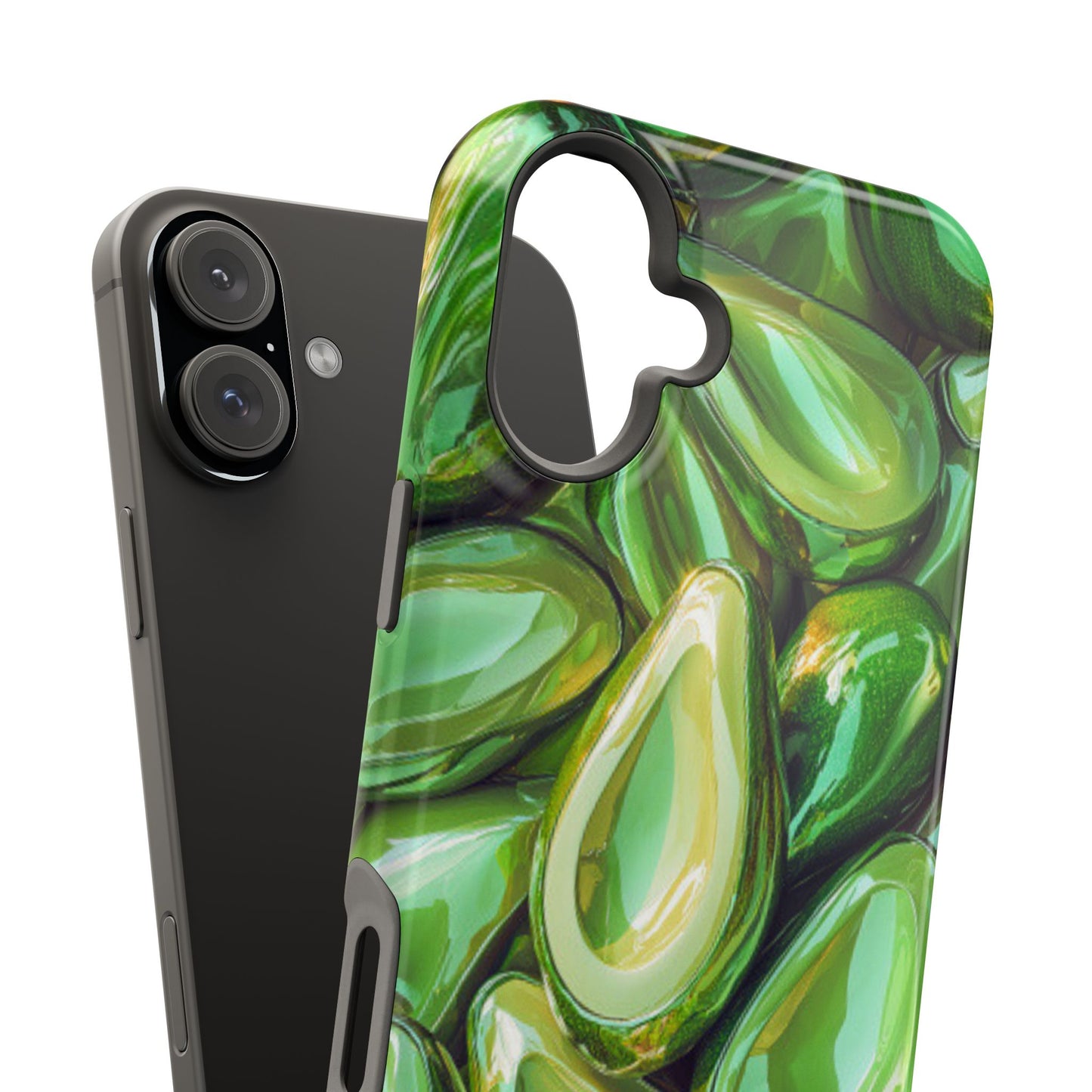 Glossy Avocado MagSafe iPhone Case – Sleek Green 3D Fruit Design, Durable and Stylish