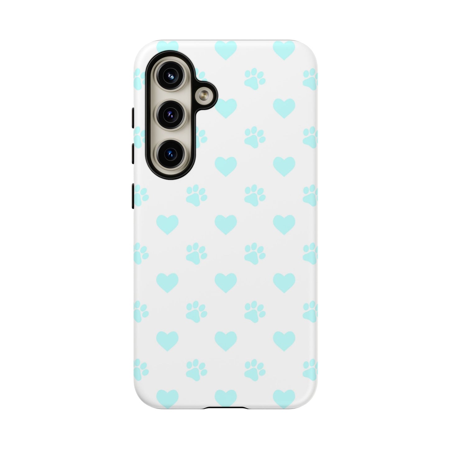 Samsung Galaxy Case - Aqua Paw Print & Heart Design