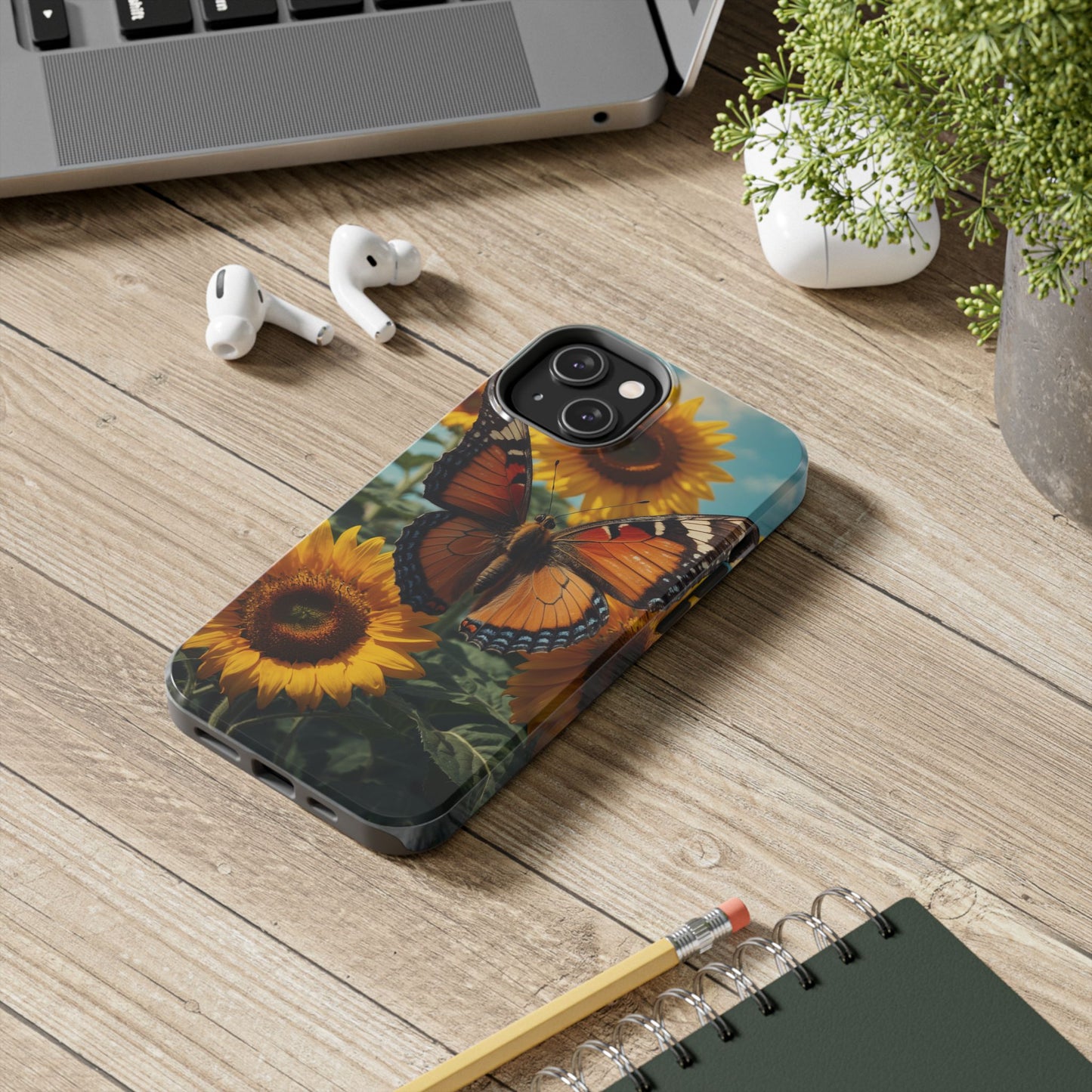 Vibrant Butterfly & Sunflower – iPhone Case