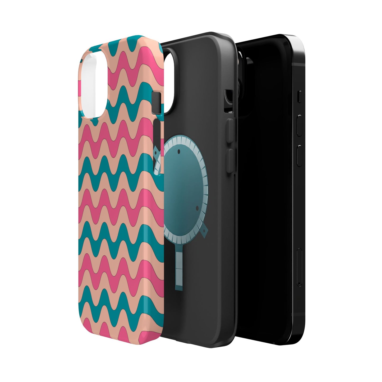 Retro Waves Pattern MagSafe iPhone Case – Shockproof Design with Dual-Layer Protection