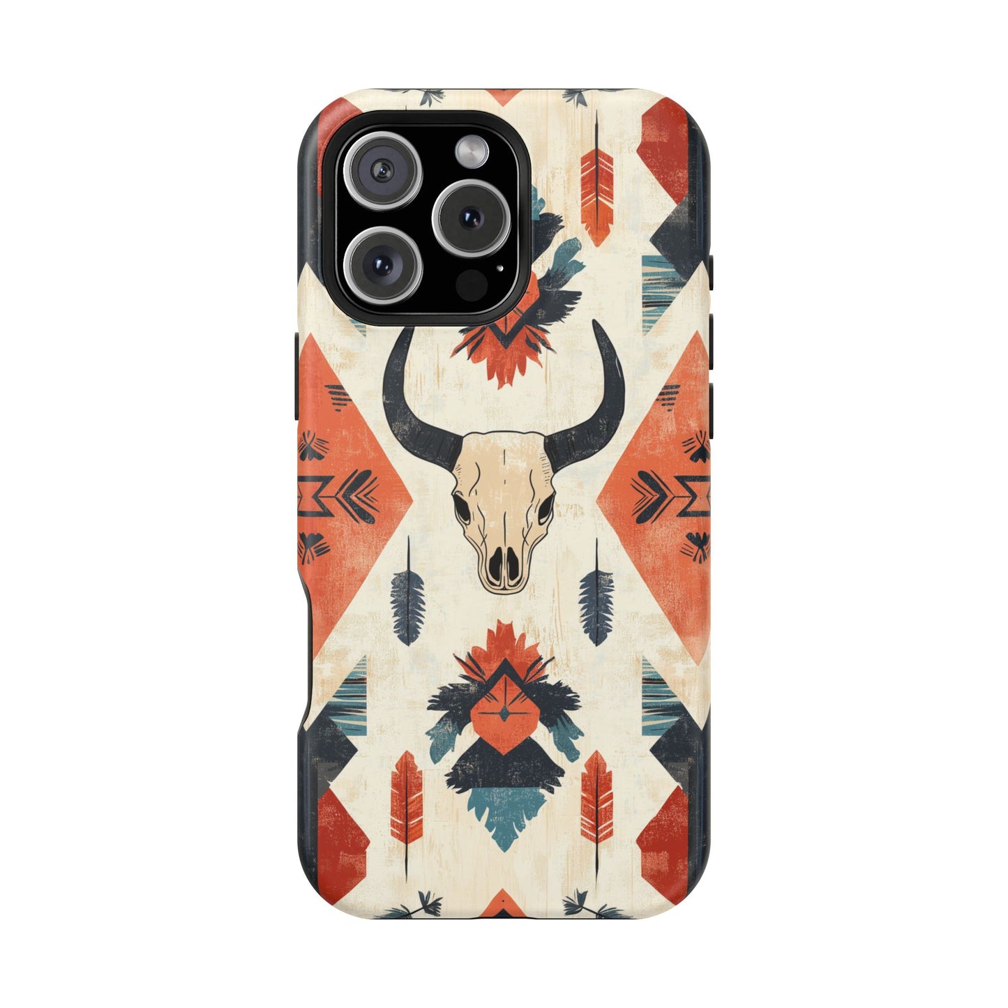 Southwestern Boho Skull Tough MagSafe iPhone Case – Durable Matte Finish, Dual-Layer Protection