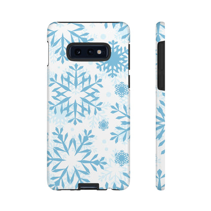 Frosty Blue Snowflakes Samsung Galaxy Case – Shockproof, Smooth Matte Finish, Dual-Layer Design