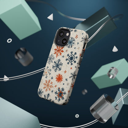 Rustic Orange and Blue Snowflake Pattern – MagSafe iPhone Series Case