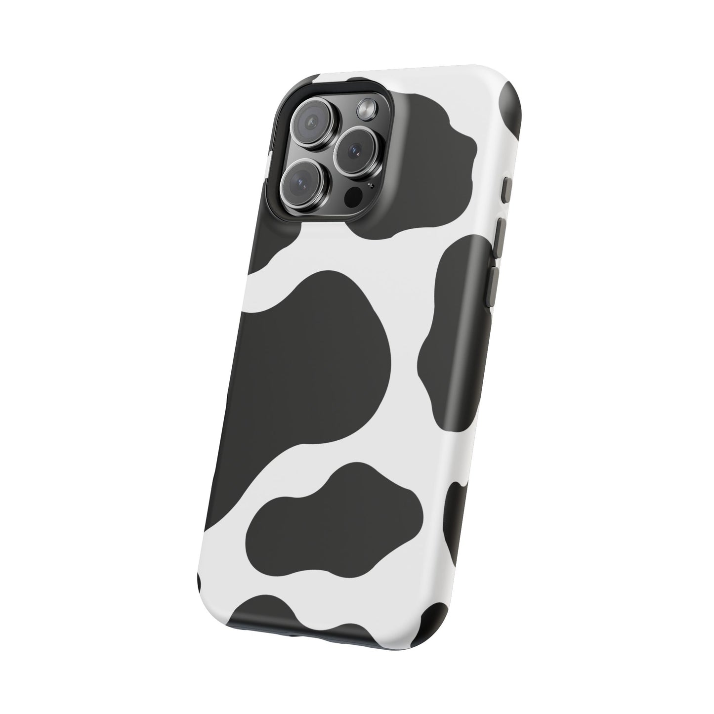 Chic Cow Print Tough Magsafe iPhone Case – Trendy Monochrome Animal Pattern with Dual-Layer Protection