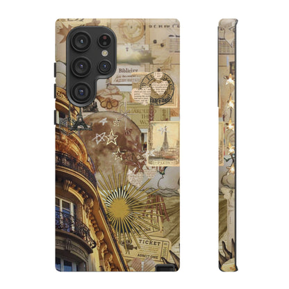 Parisian Dream Collage Samsung Galaxy Case – Dual-Layer Protection with Vintage French Aesthetic