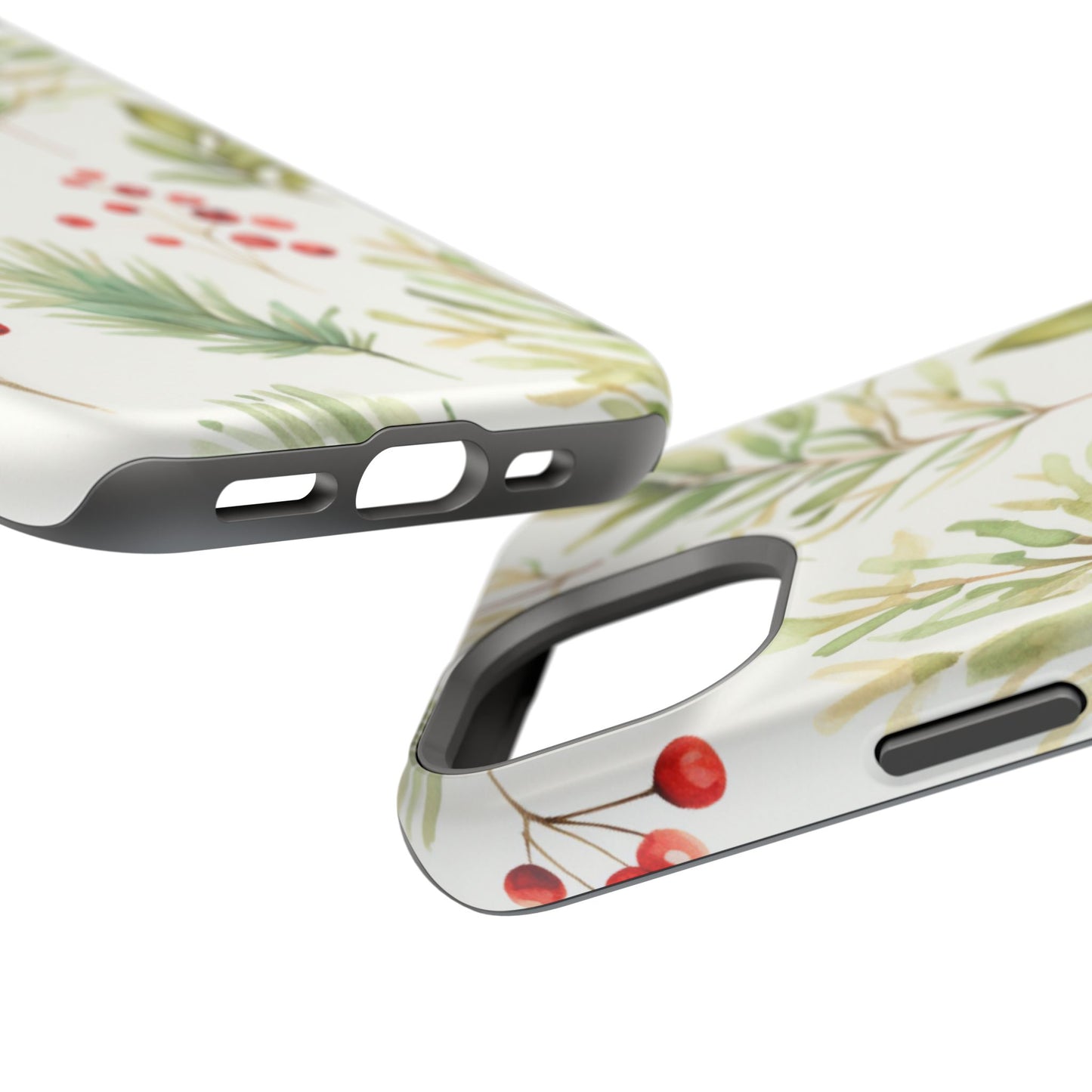 Winter Greenery & Berry Watercolor – MagSafe iPhone Series Case