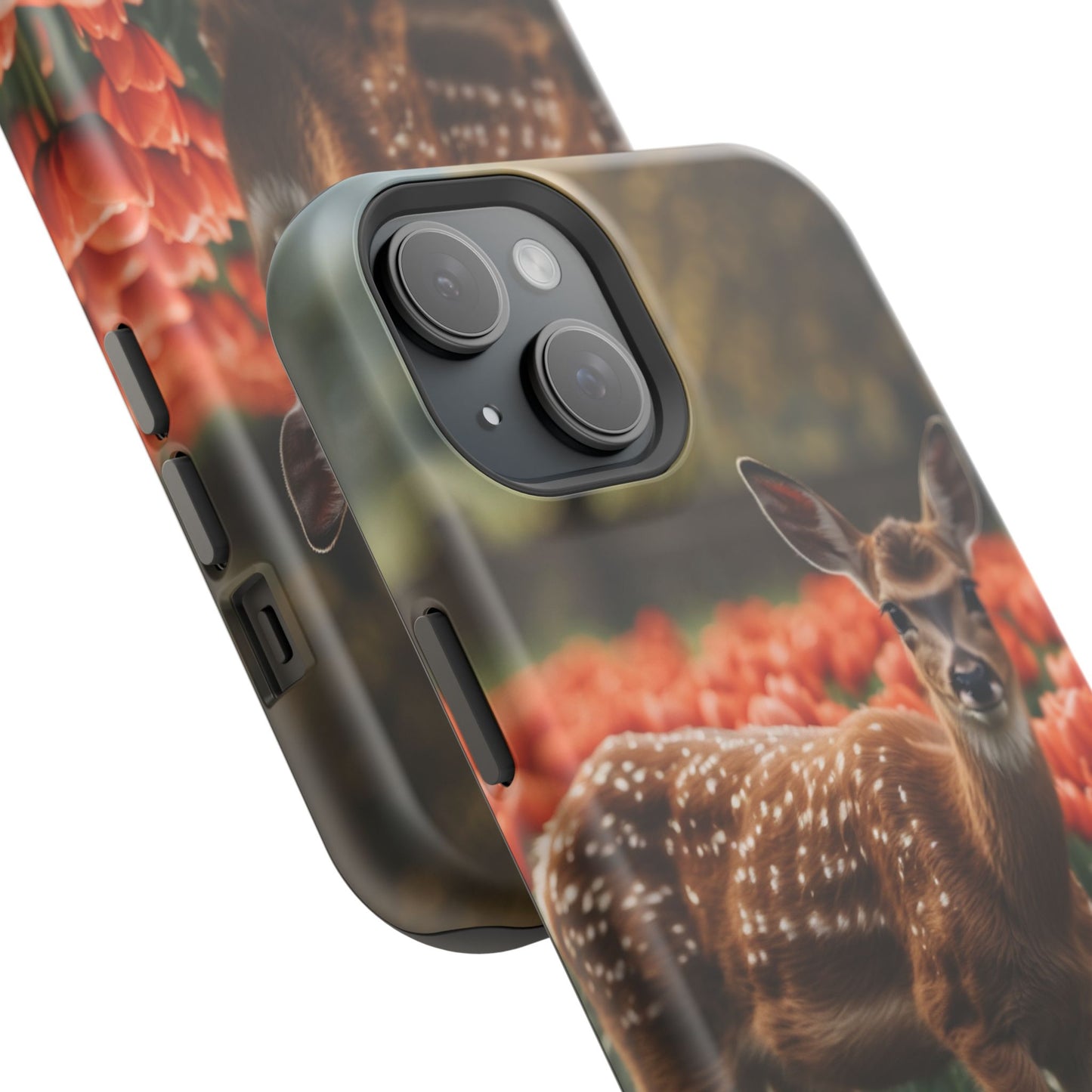 Fawn Among Tulips MagSafe iPhone Case