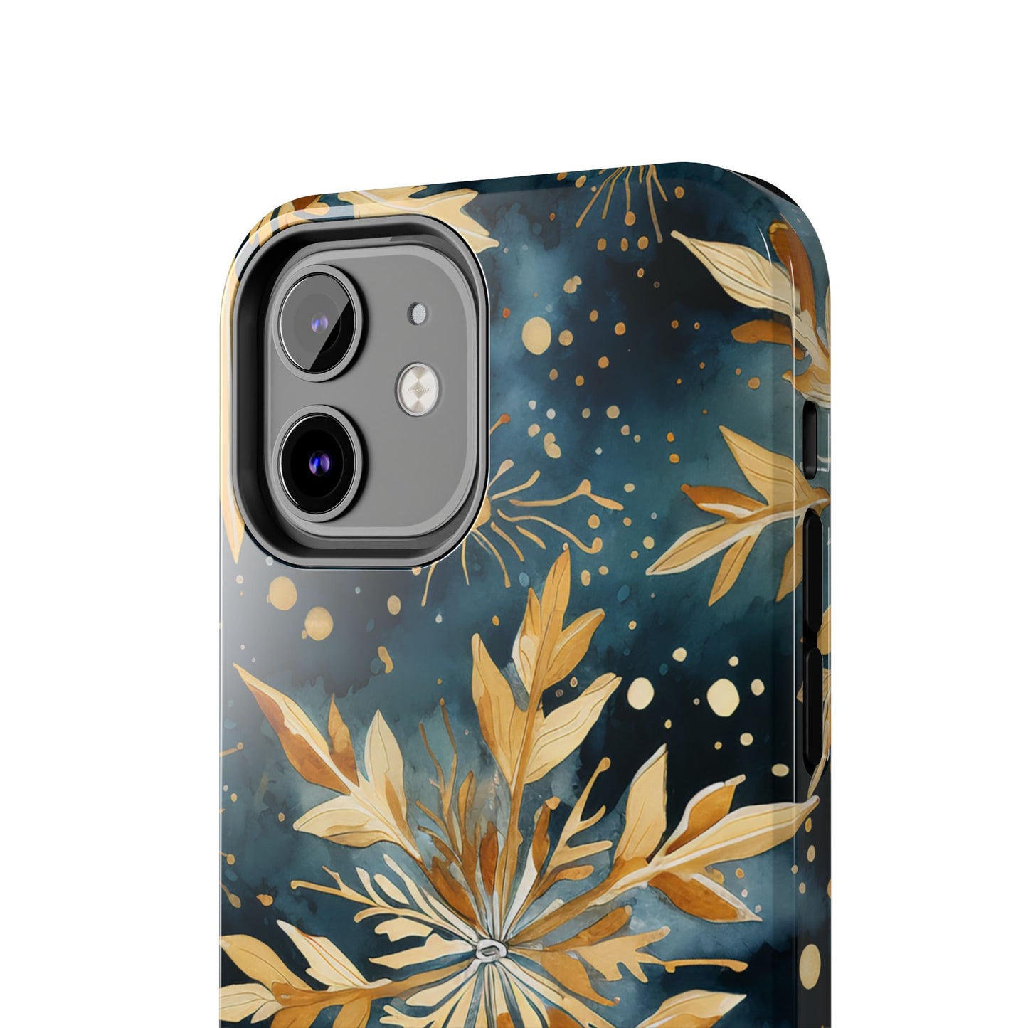 Gold Floral Snowflakes on Midnight Blue - iPhone Series Case