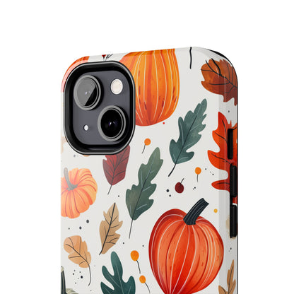 Autumn Harvest iPhone Case - Pumpkin and Fall Leaf Design