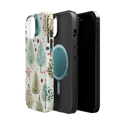 Watercolor Winter Trees MagSafe iPhone Case – Nature-Inspired, Holiday Theme Protective Cover