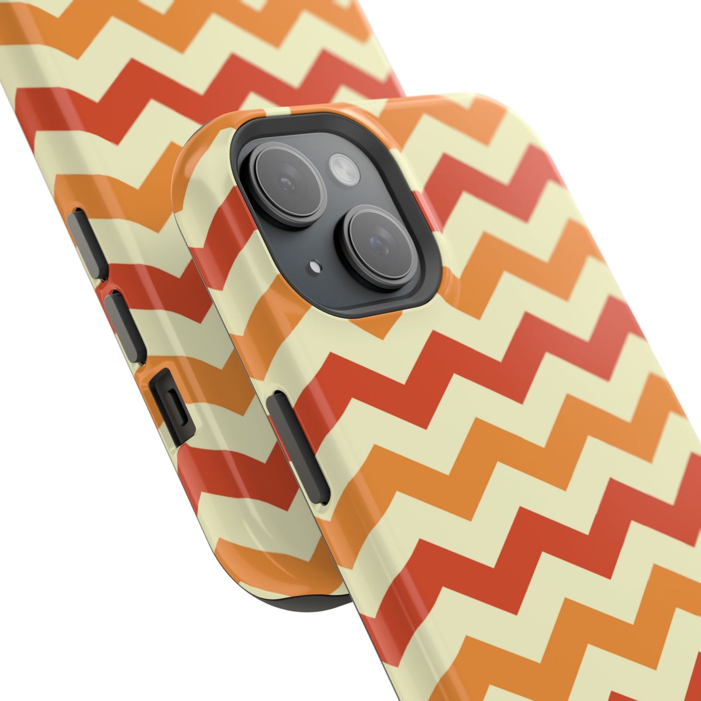 Warm Sunset Chevron – Orange, Red & Cream Geometric MagSafe iPhone Case