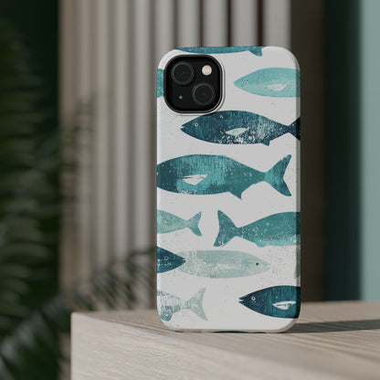 Vintage Blue Fish Print - MagSafe iPhone Series Case