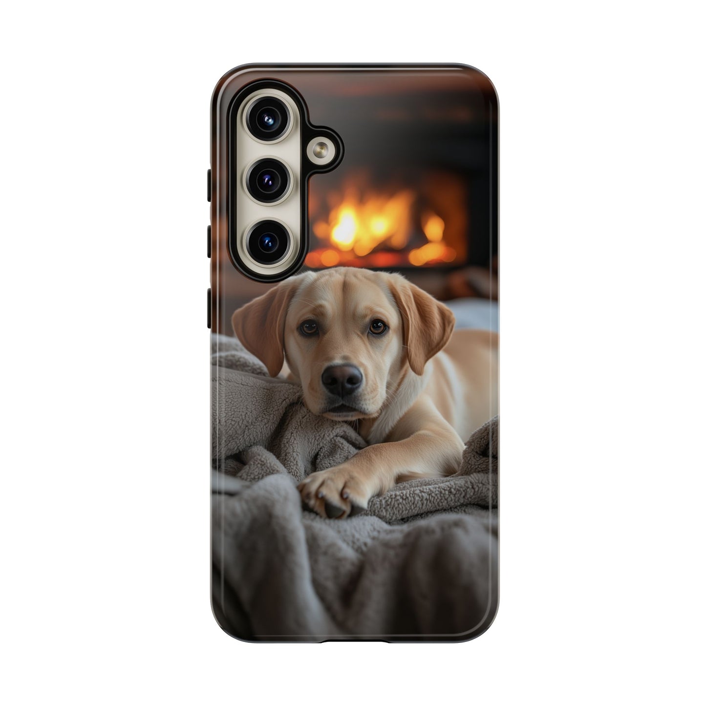 Cozy Golden Retriever by the Fireplace - Samsung Galaxy Case