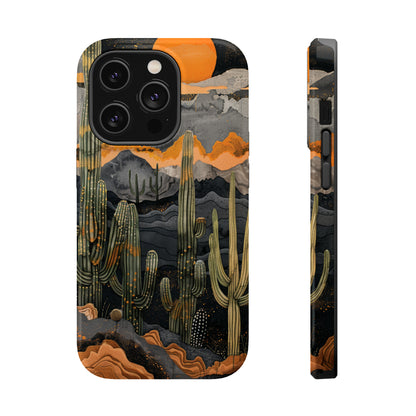 Desert Dusk MagSafe iPhone Case - Cacti Silhouettes & Sundown Hues for iPhone 15, 14, and 13 Series