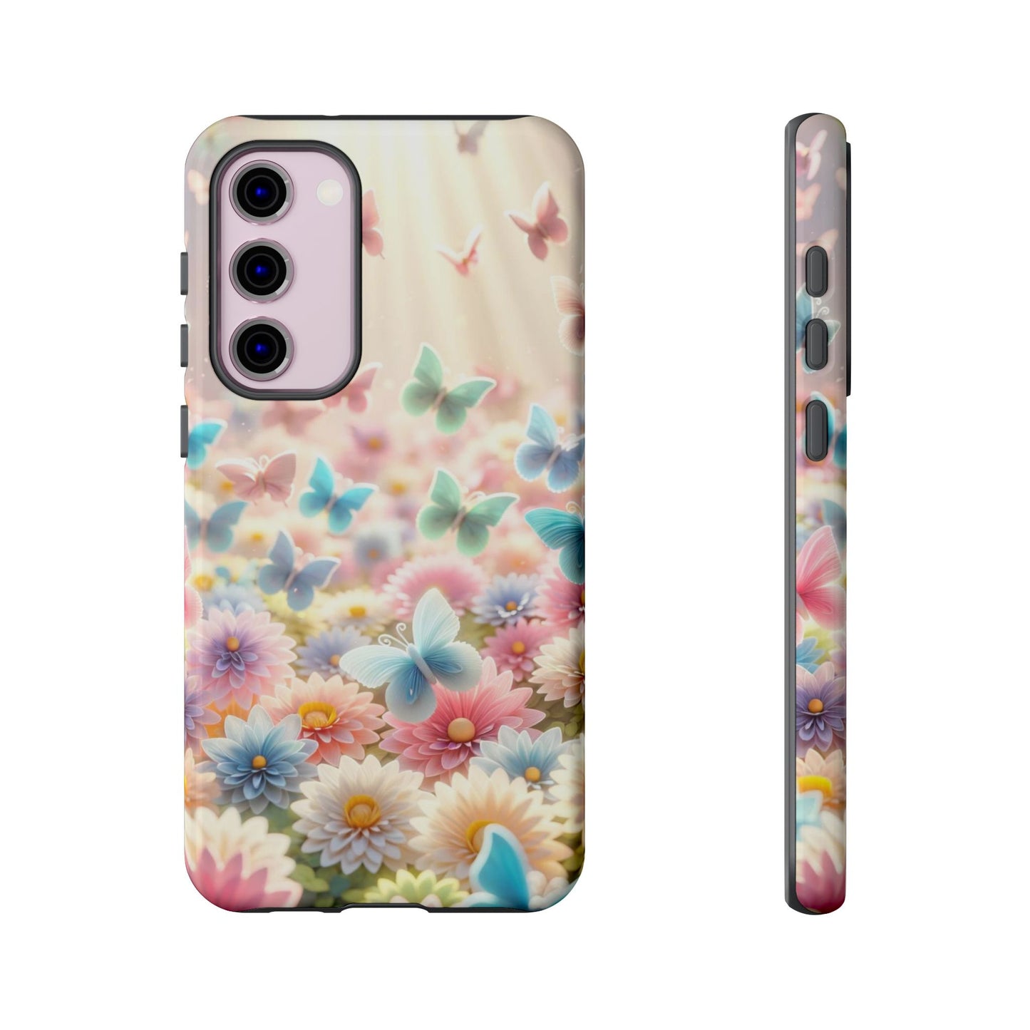 Butterfly Blossom Samsung Case - Pastel Floral Protective Cover - BOGO Cases