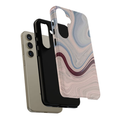 Marble Swirl Elegance – Samsung Galaxy Case in Blue & Blush Abstract Design