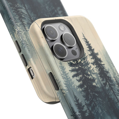 Misty Forest Wood MagSafe iPhone Case - Nature-Inspired Protective Cover