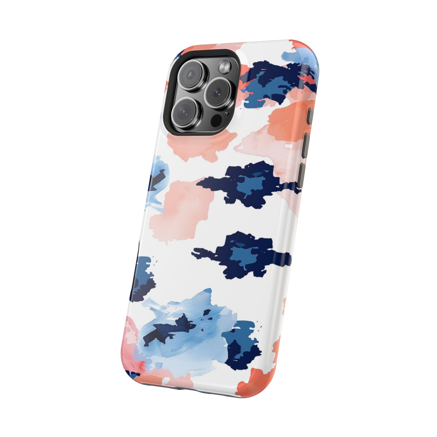 Abstract Coral & Navy Watercolor Design – MagSafe iPhone Case