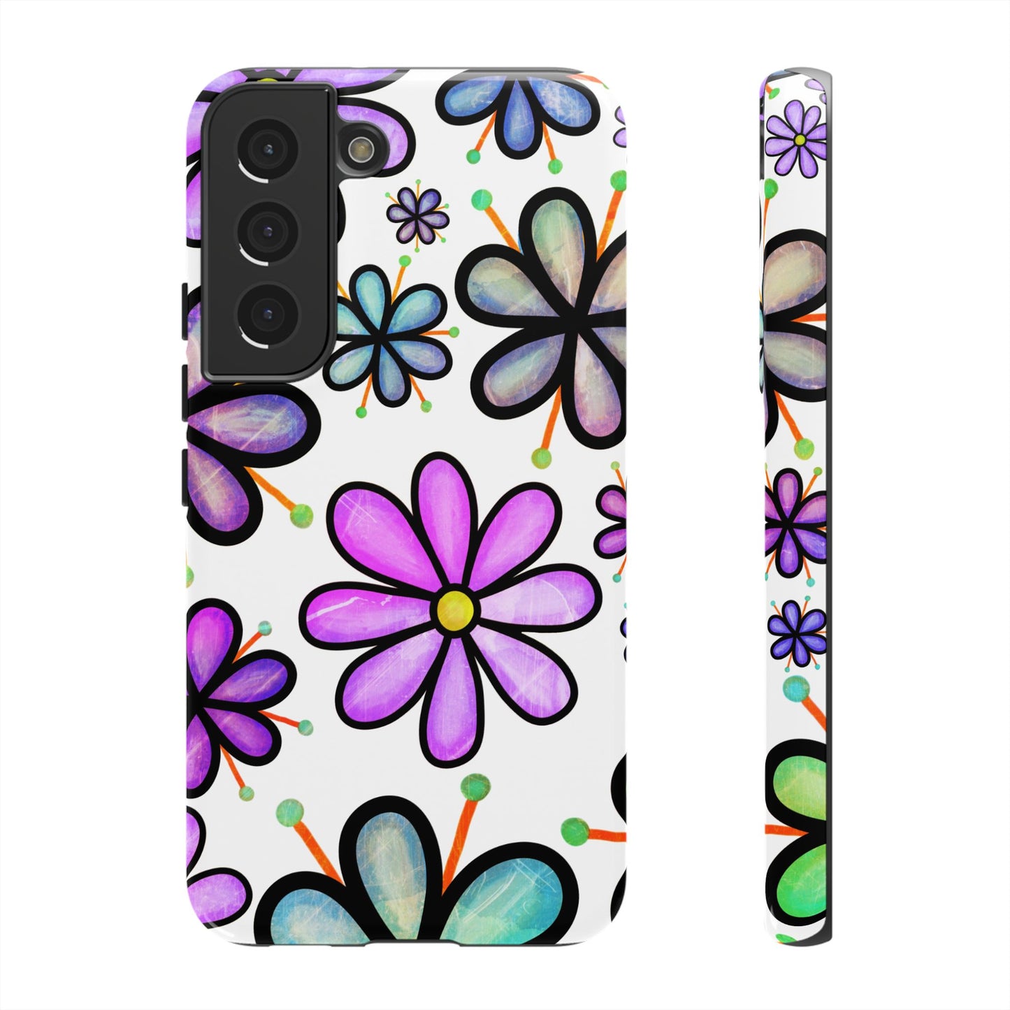 Whimsical Lavender Floral Samsung Galaxy Case – Ultra-Slim, High-Gloss Finish