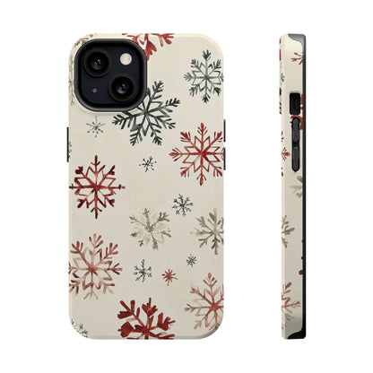 Vintage Red and Gray Snowflake Pattern – MagSafe iPhone Series Case