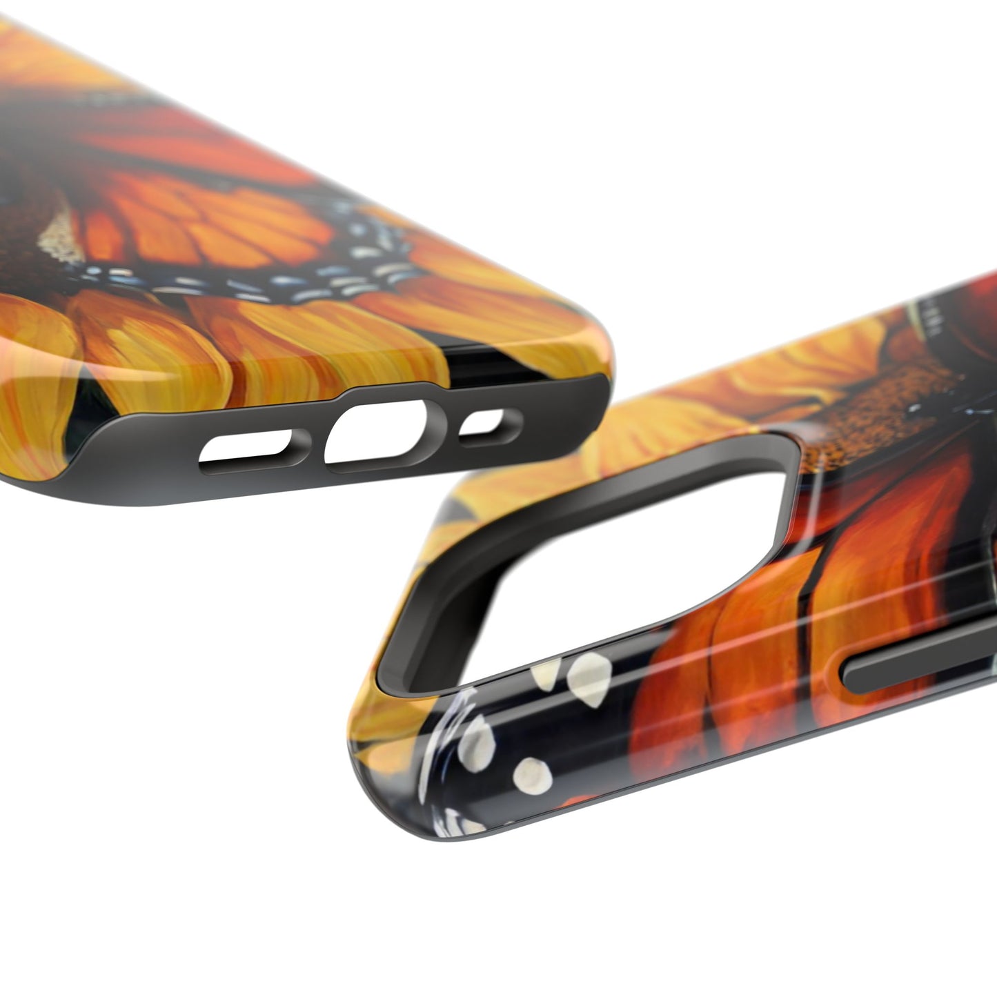 Monarch Butterfly & Sunflower Art – MagSafe iPhone Case