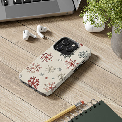 Vintage Red and Gray Snowflake Pattern – iPhone Series Case